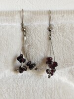 Retró bigyibogyós apró kávébarna üveg kavics gyöngyös fülbevaló