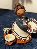 Népi kerámia figura 8 cm
