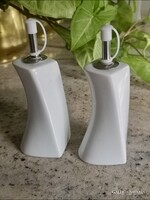 Formatervezett olaj-ecet tartó porcelán, párban 17 cm