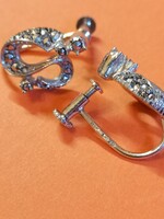 925-ös  /FOE/ Fővárosi Ora Ékszer, markazit köves csavaros, ezüst fülbevaló fej rész 2cm