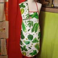OTT59 - Zöldség mintás pamut konyhai szett: kötény, konyharuha (törlőkendő)