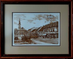 KÜLÖNLEGES KERETBEN! Gaal Domokos: Tabán, Attila körút – A régi Budapest hangulata rézkarcon