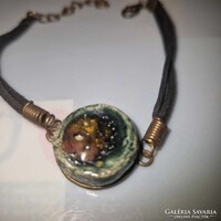 RAKU kerámia üveg diszitésü , karkötő