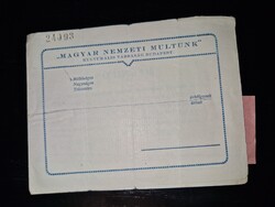 1922 körül, a Magyar Nemzeti Múltunk meghívója, jeggyel