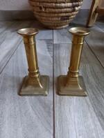 Remek antik réz gyertyatartó pár (13,5 cm)