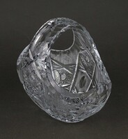 1Y227 Kisméretű vastagfalú kristály kosár 13.4 cm
