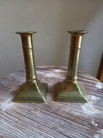 Szép antik réz gyertyatartó pár (14,5 cm)