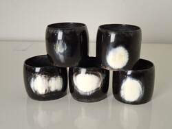 Old black horn napkin ring set of 5