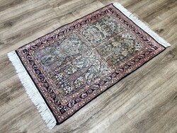 KASHMIR - Indiai kézi csomózású selyem PERZSA szőnyeg, 63 x 105