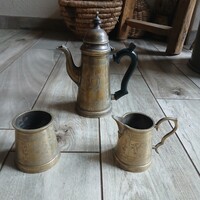 Csodás régi ezüstözött kávés szett (kanna, kiöntő, cukortartó)