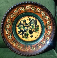 Ritkább Hódmezővásárhelyi mázas kerámia falitányér 30cm