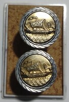 Vintage. Domborműves "viking hajós" mandzsettagombok