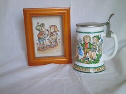 BMF ón fedeles Német sörös korsó hozzá illő kedves faliképpel