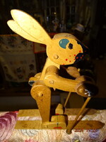 SIELŐ NYÚL NYUSZI  RÉGI MOZGATHATÓ FA JÁTÉK