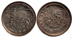 Antik bronz falitál római mitológiai jelenettel párban