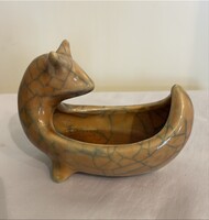 Gorka Géza (1894-1971) Kecske, mázas kerámia hamutál 12x9cm