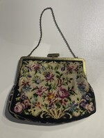 Antik petit point kézitáska ridikül retikül osztrák, viktoriánus stílus 12 cm