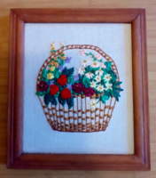 Szalaghímzéssel készült falikép