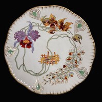 DT/472. Kuriózum! Hibátlan Sarreguemines Orchidées süteményes tányér 18,5 cm