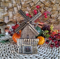 Réz szélmalom hőmérő retro balatoni emlék