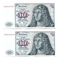 2 x 10 márka 1980 NSZK Németország 2. Gyönyörű Sorszámkövetők