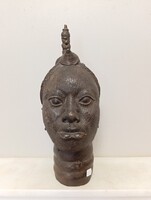 Benini bronz antik nagy afrikai patinás bronz szobor fej Afrika Benin 325 5792