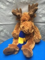 Plüss jávorszarvas svéd kék-sárga sállal