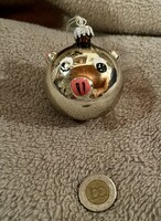 Régi retro  ,üveg  Karácsonyfadísz malacfej