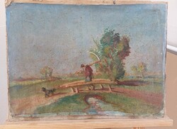 Szepessy György életkép festmény  47x35 cm