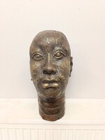 Benini bronz antik nagy afrikai patinás bronz szobor fej Afrika Benin 321 5785