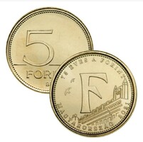 Minőségi érme: 2021 75 éves a forint 50 Forint forgalmi emlékérme F betű, MNB rolniból