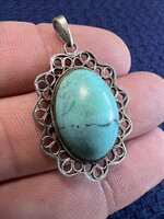 Vintage türkíz köves ezüst medál