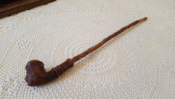 Régi,emberfejes cserép pipa,rózsafa szárral