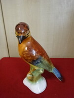 Bodrogkeresztúri mázas kerámia figura, madár a faágon, magassága 20 cm. Jókai