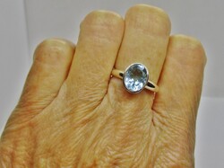 Szép kézműves art deco stílusú  ezüst  gyűrű  égkék topáz kővel