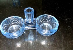 Kék üveg só - bors - fogpiszkáló tartó