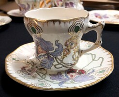 DT/473. Kuriózum! Hibátlan Sarreguemines Orchidées csészeszett 7x7,3 cm