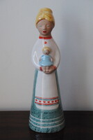 BOLBÁNÉ SZELES MAGDOLNA KERÁMIA FIGURA LÁNY BABÁVAL, ANYA GYERMEKÉVEL