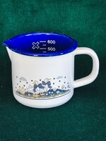 Zománcozott,fém mércés kancsó