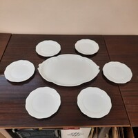 Fehér Herendi porcelán süteményes készlet szalagtállal