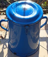 LAMPART régzi zománcozott kék zsíros bödön