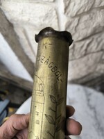 Antik hadifogoly réz àgyú hüvely Magyar címeres Orosz tàbori munka. Oroszország 1942