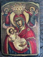 Moszkvai, kézzel festett ikon – Galaktotrophousa (Szoptató Istenszülő), 1970–80-as évek