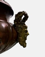 Nagyméretű ördög faun oroszlán fejes szobros szamovár tea melegìtő