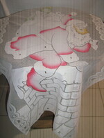 Csodaszép Liechtensteini karácsonyi Mikulásos fehér vitrázs függöny új