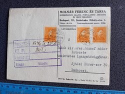 D209719  Levlap  Molnár Ferenc és Tsa - Vegyi termékek -  1936 -A Vakok Intézete Igazgatóságának