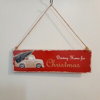 Karácsonyi ajtódísz, ajtókopogtató,fa tábla. 34 x 10 cm.