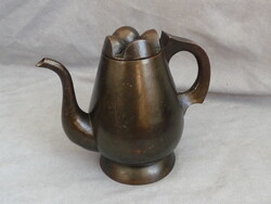 Art deco kávés kanna magyar iparművész kézzel kalapált réz kiöntő ötvös kézimunka 1920 as évek