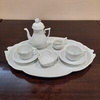 2 személyes Fehér Herendi porcelán kávés készlet szalagtállal