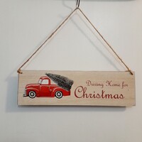 Karácsonyi ajtódísz, ajtókopogtatóá,fa tábla . 34 x 10 cm.